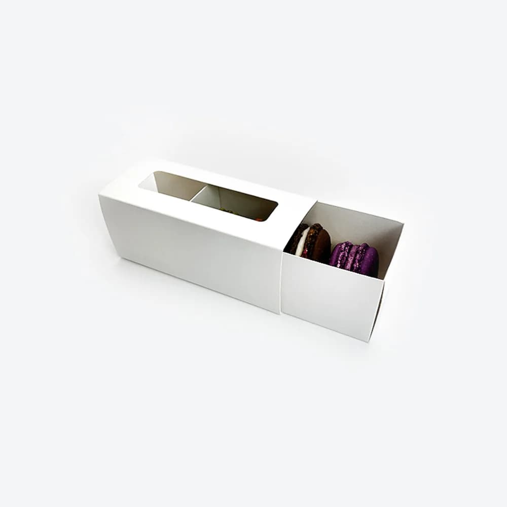 Krabička na makrónky biela 130x52x52 mm